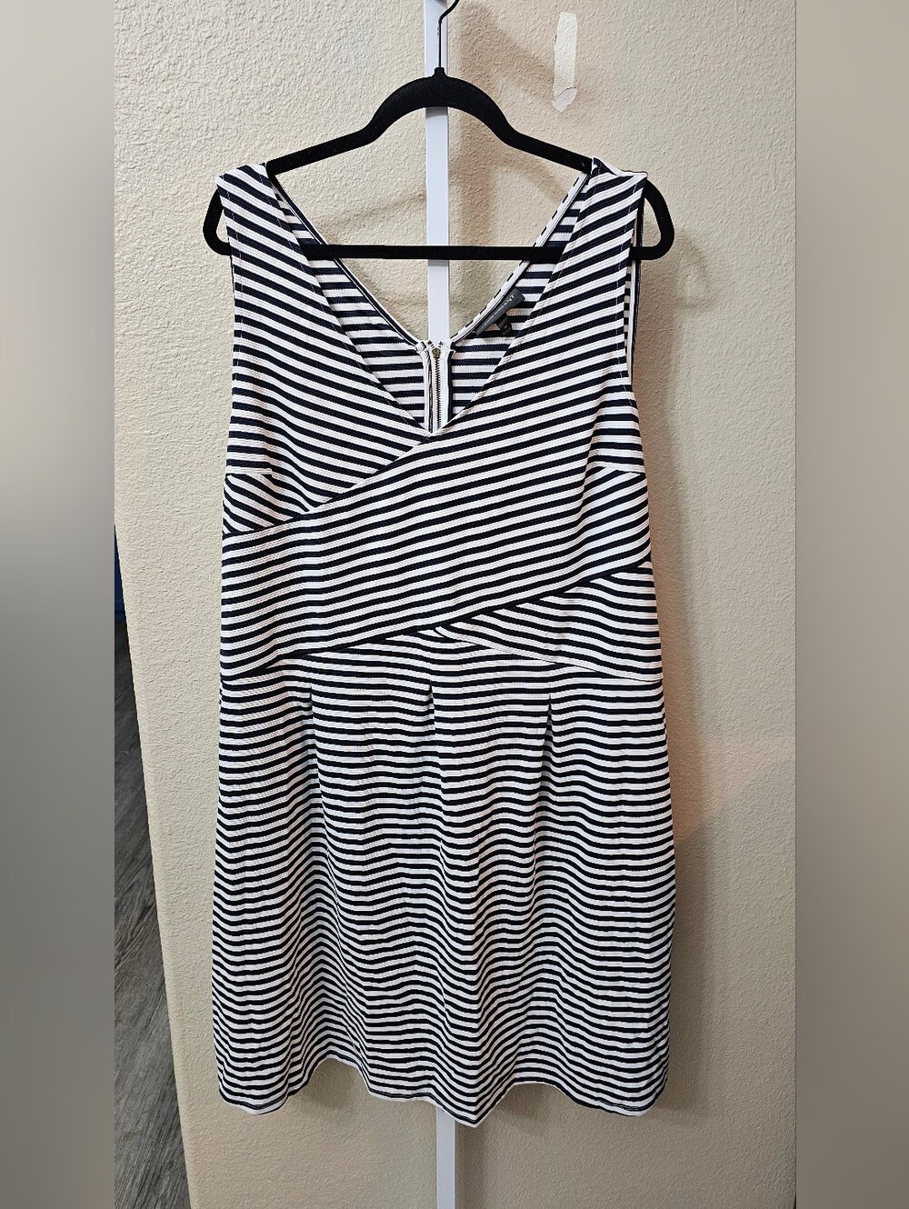 Lane Bryant Sleeveless Black and White Striped V-Neck Dress 26
